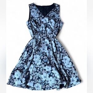 Ann Taylor Floral Sleeveless Dress - Blue and White